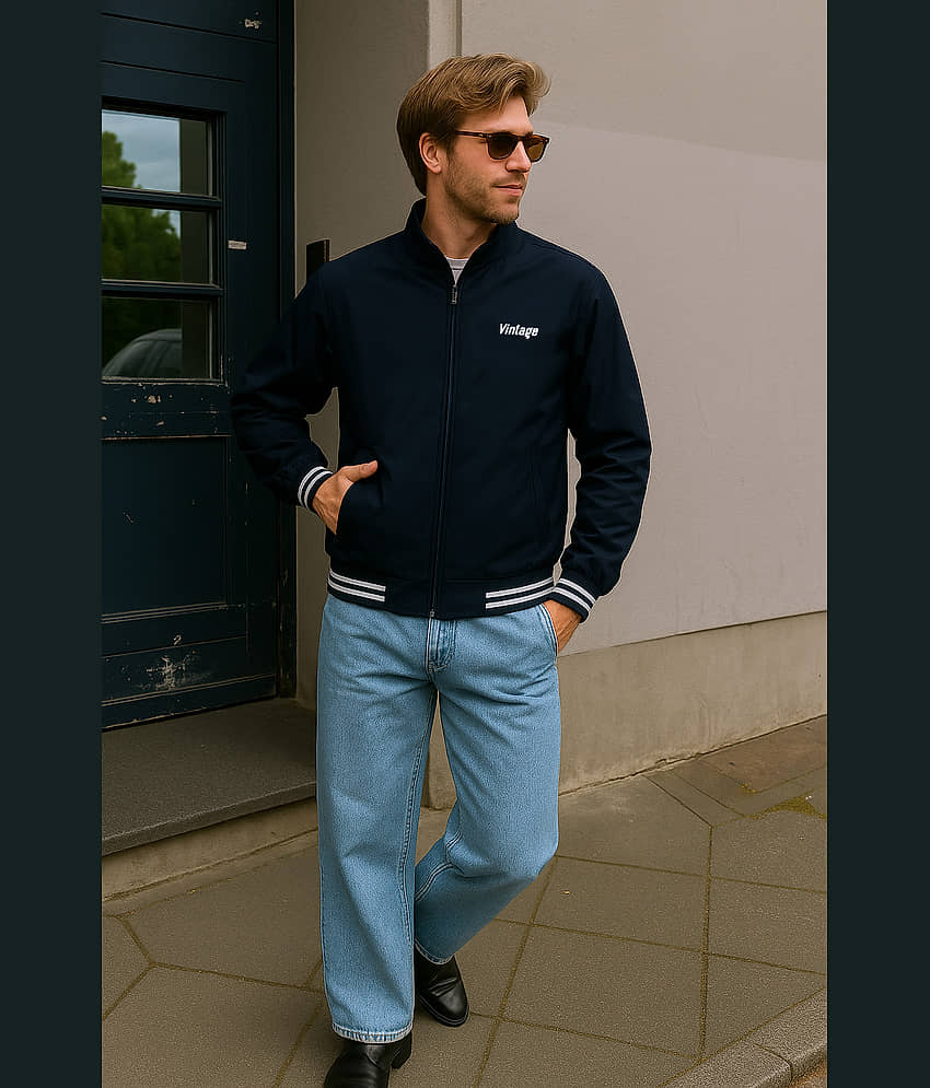 FTX Polyester Men's Windcheater Jacket - Navy Blue ( Pack of 1 )