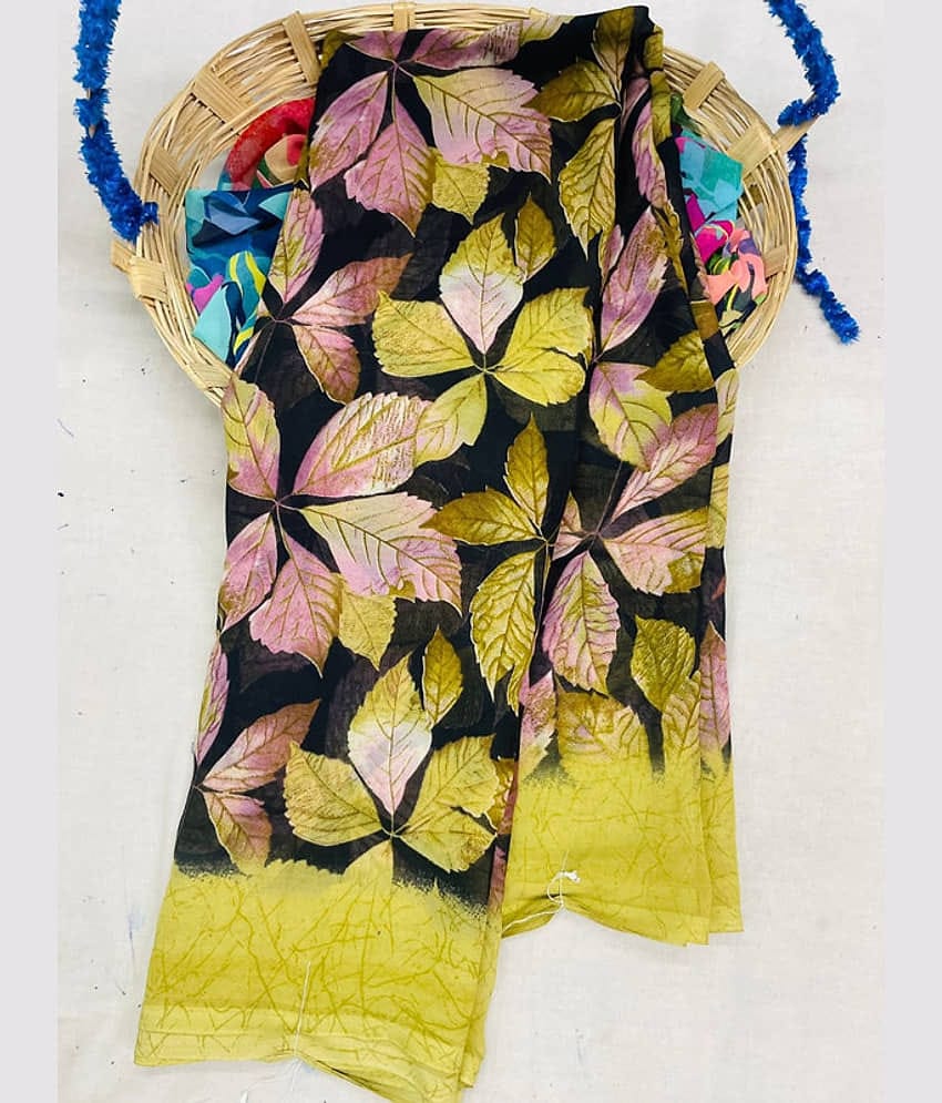 Sanwariya Silks Georgette Printed Saree With Unstitched Blouse Piece ( Yellow )