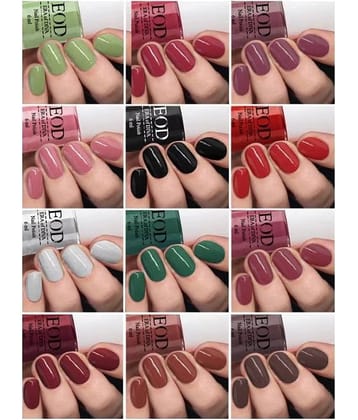 EOD High Shine Nail Polish Set, Multi Colour, 6ml each (Pack of 12)