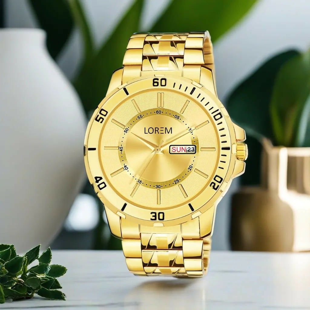 LOREM Gold Day-Date Function Casual Analog Watch For Men LR134