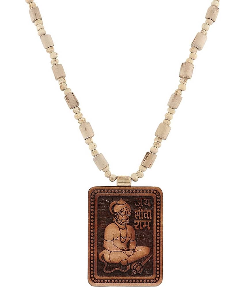 Original & Natural Wood Tulsi Kanthi Mala With Hanuman ji Jay Sita Ram Pendent