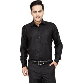 Baleshwar Men Black Solid Formal Shirt (Pack of 1)