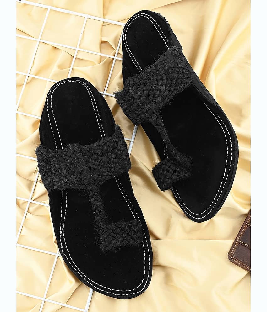 Anjaneya Creations Black Men's Kolhapuris