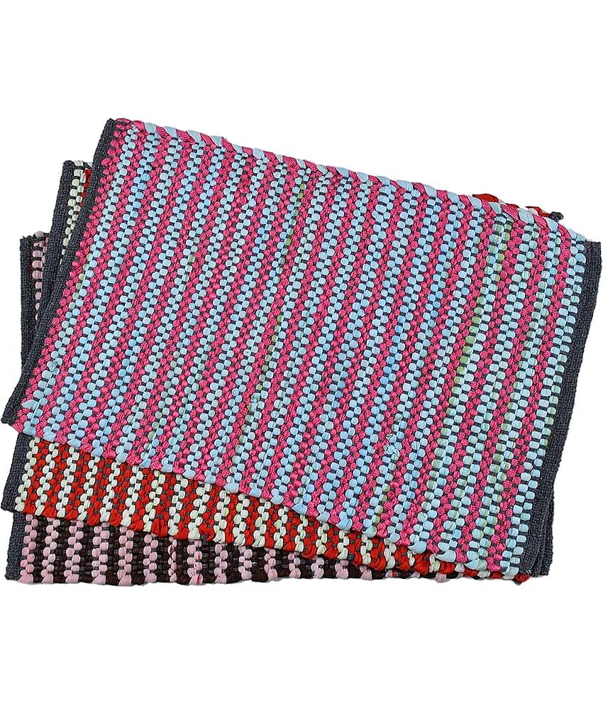 AMRO Beautility Needs - Anti-skid Cotton Door Mat ( 40 X 60 cm ) Set of 3 - Multi