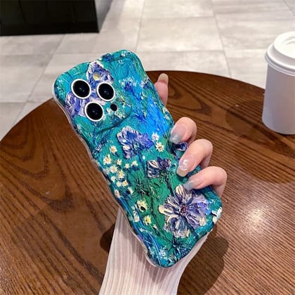 Blue Green Laser Floral Flowers Holographic Soft Silicone iPhone Case-iPhone 13