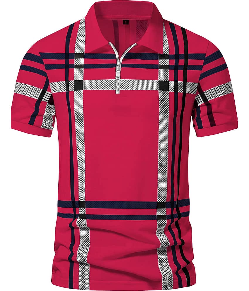 ENITOR Men Cotton Blend Regular Fit Printed Polo T Shirt ( Multicolor )