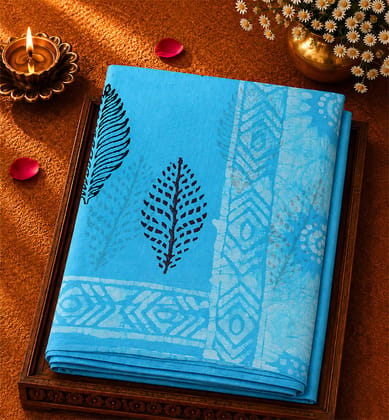 Handblock Printed Batik Cotton Saree Handblock Printed Batik Cotton Saree