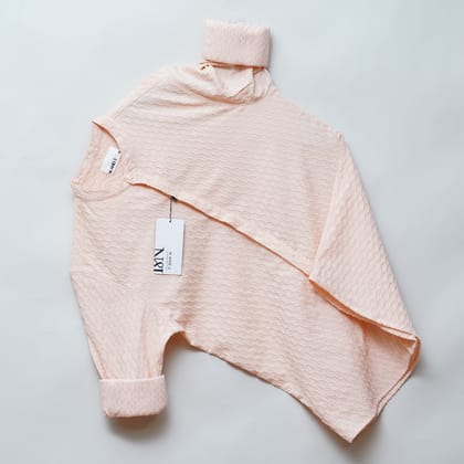 Peach | Geometric Pattern | Mandarin Collar Shirt-S