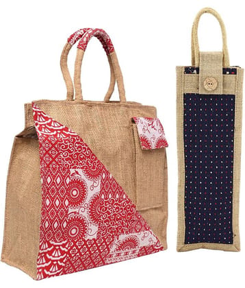 ENSAC Blue Jute Lunch Bag Pack of 2