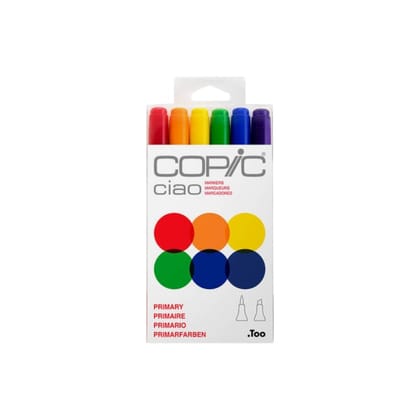Copic Ciao Marker Set - 6 Primary Colors - Dual Tip - Alcohol Ink-Set of 6 / Primary Shades