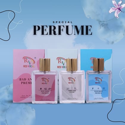 Red Vocal Bad Angel Premium with White Oud Luxury and Wild Rock Premium Eau de Parfum Combo (Set of 3) 100ml Each