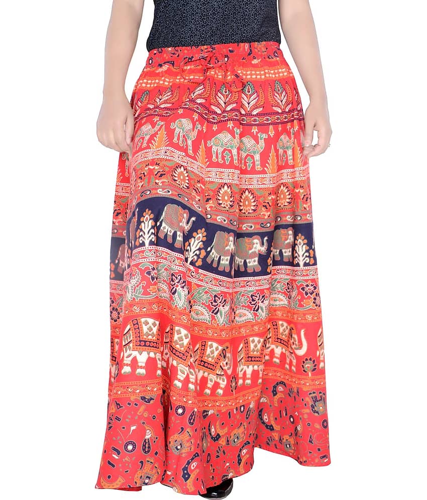 Sttoffa Cotton Wrap Skirt - Red