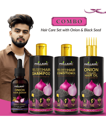 Red Onion & Black Seed Hair Smoothness Combo Shampoo Oil Conditioner Serum Kit