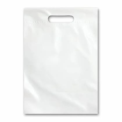 Enviclean 02_D Cut LDPE Carry Bag (500kg) | White Eco-Friendly LDPE | Embossed Shopping Bag