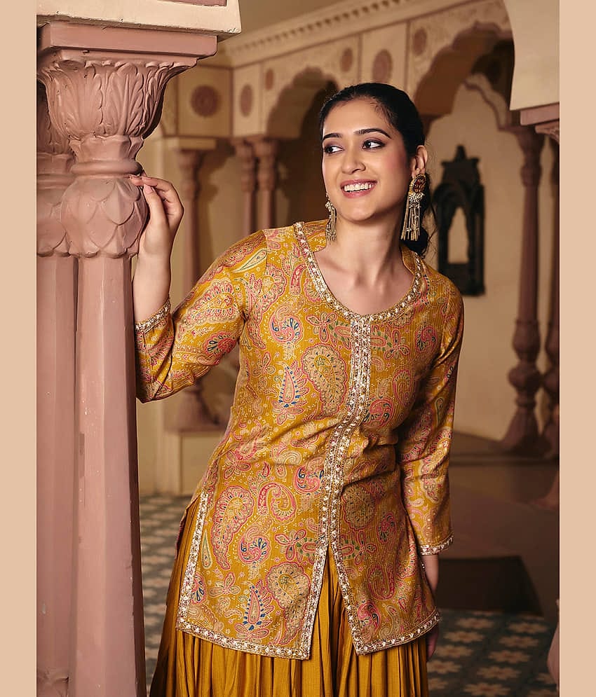 Madhuram Textiles Women's Rayon Ready To Wear Flared Lehenga Choli