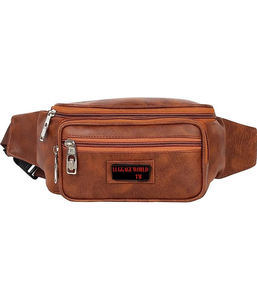 Luggage world Travel Chest Bag P.U. Tan Waist Pouch