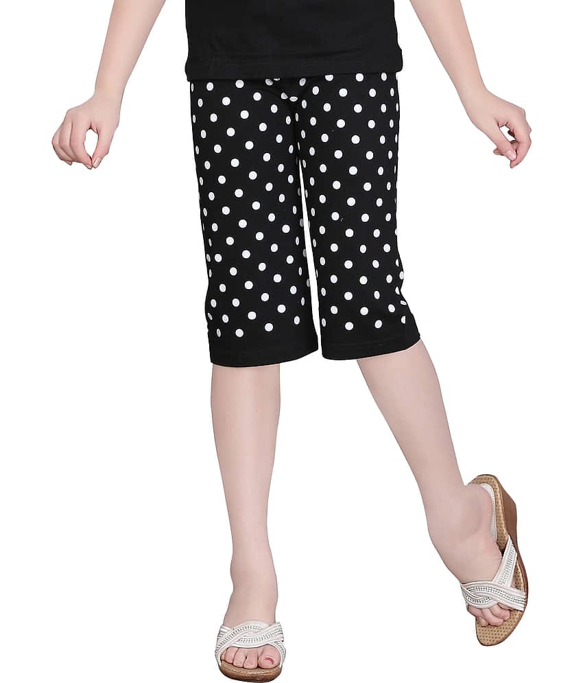 Sinimini Pack of 1 Girls Cotton Capris ( Black )