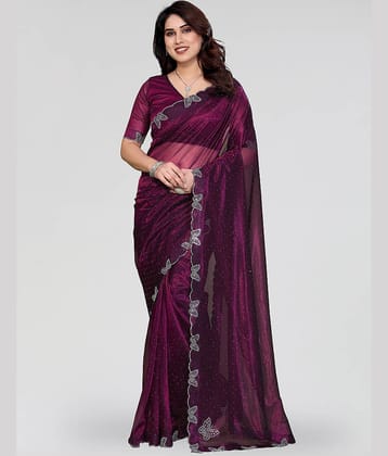 ANAND SAREES Net Solid Regular Saree With Unstitched Blouse Piece ( Pink )