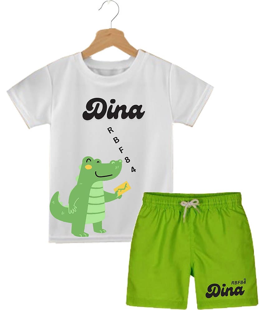 RBF84 Pack of 1 Boys Cotton T-Shirt & Shorts Set ( White )