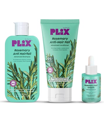 Plix Rosemary Anit-Hairfall Shampoo,Conditioner & Serum for Hair Growth 200ml+175ml+30ml (Pack of 3)