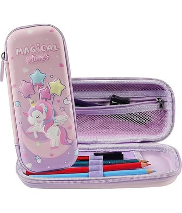 FEDIFU  3D EVA Unicorn Pencil Case Multipurpose Zipper Compass Box School Stylish Organiser Return Gift for Students Girls Kids Hardtop Pen Holder Stationery Box Cosmetic Pouch(Pink)