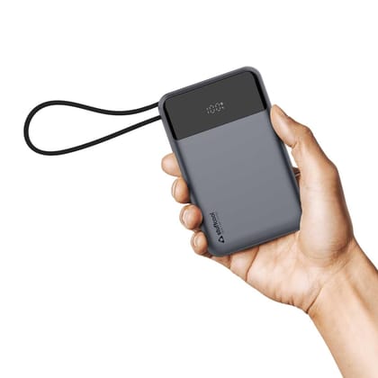 Stuffcool GIGA Smallest 65W 20000mAh Laptop Powerbank with Built in 100W 5A Type C Cable,Charges MacBook air 0-100%,MacBook pro laptops 0-90%,Supports superfast Charging 2.0,fastcharges iPhone,Pixels black
