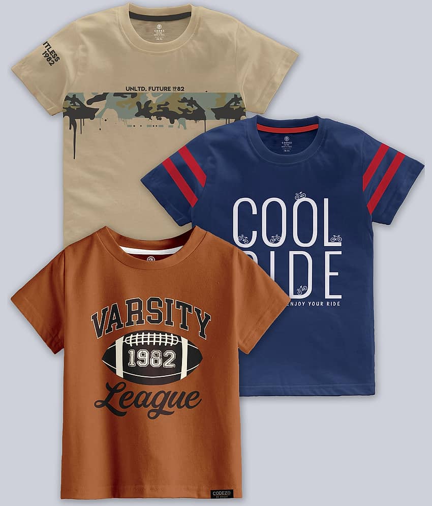 CODEZ Pack of 2 Boys Cotton Blend T-Shirt ( Multicolor )