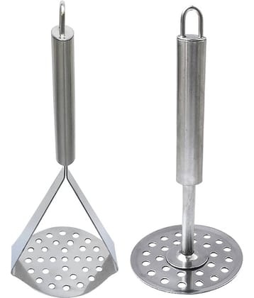 OC9 Silver Stainless Steel Potato Masher ( Pack of 2 )