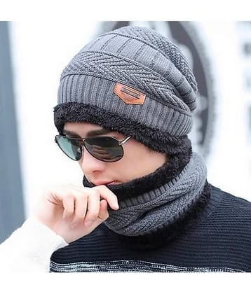 Infispace Grey Woollen Men's Cap ( Pack of 1 )