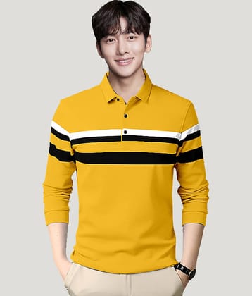 GESPO Pack of 1 Cotton Blend Regular Fit Colorblock Full Sleeves Men's Polo T Shirt ( Black )