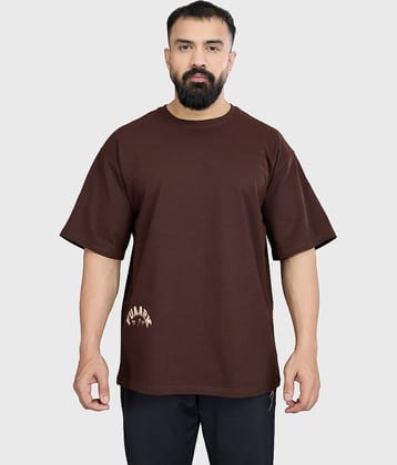 Fuaark Coffee Cotton Oversized Fit Men's Sports T-Shirt ( Pack of 1 )