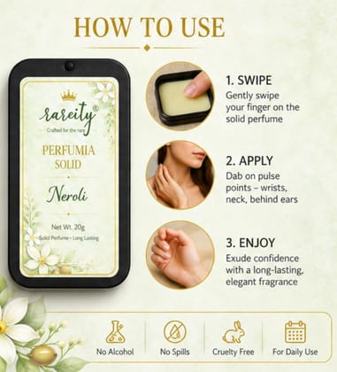 Rareity Solid Perfume – Neroli Fragrance | Fresh Floral Citrus Long Lasting Balm Perfume | Pocket Perfume | Alcohol-Free | 20g| Travel-Friendly