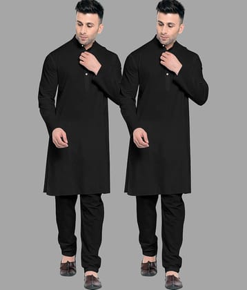 Fashionfricks Cotton Blend Solid Regular Fit Kurta Pyjama Set For Men ( Multi )