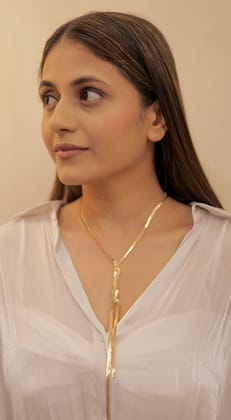 Serpentine Luxe Gold Necklace Chain-STAINLESS STEEL / ROSEGOLD