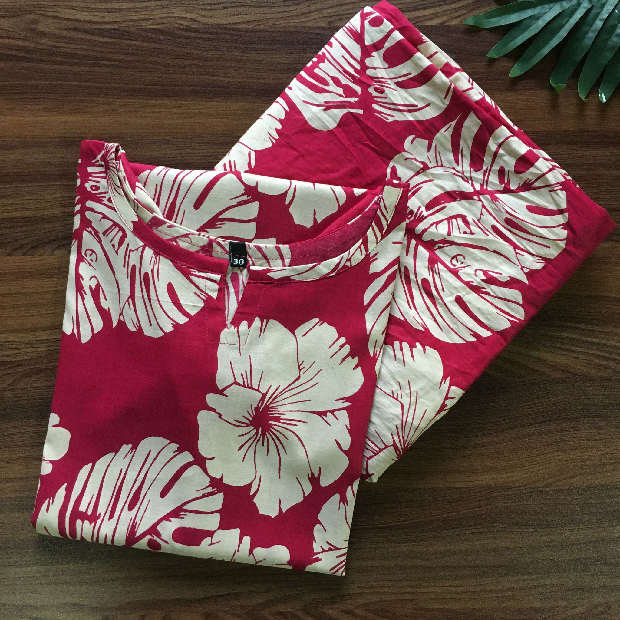 Swiss Cheese Leaf - Pink - Cord Set - Pure Cotton-40 - L
