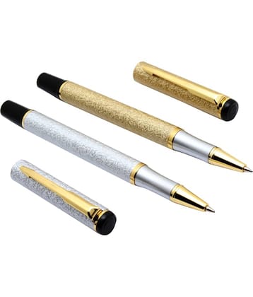 Srpc Set Of 2 - Millennium Sand Finish Gold & Silver Roller ball Pen With Arrow Clip