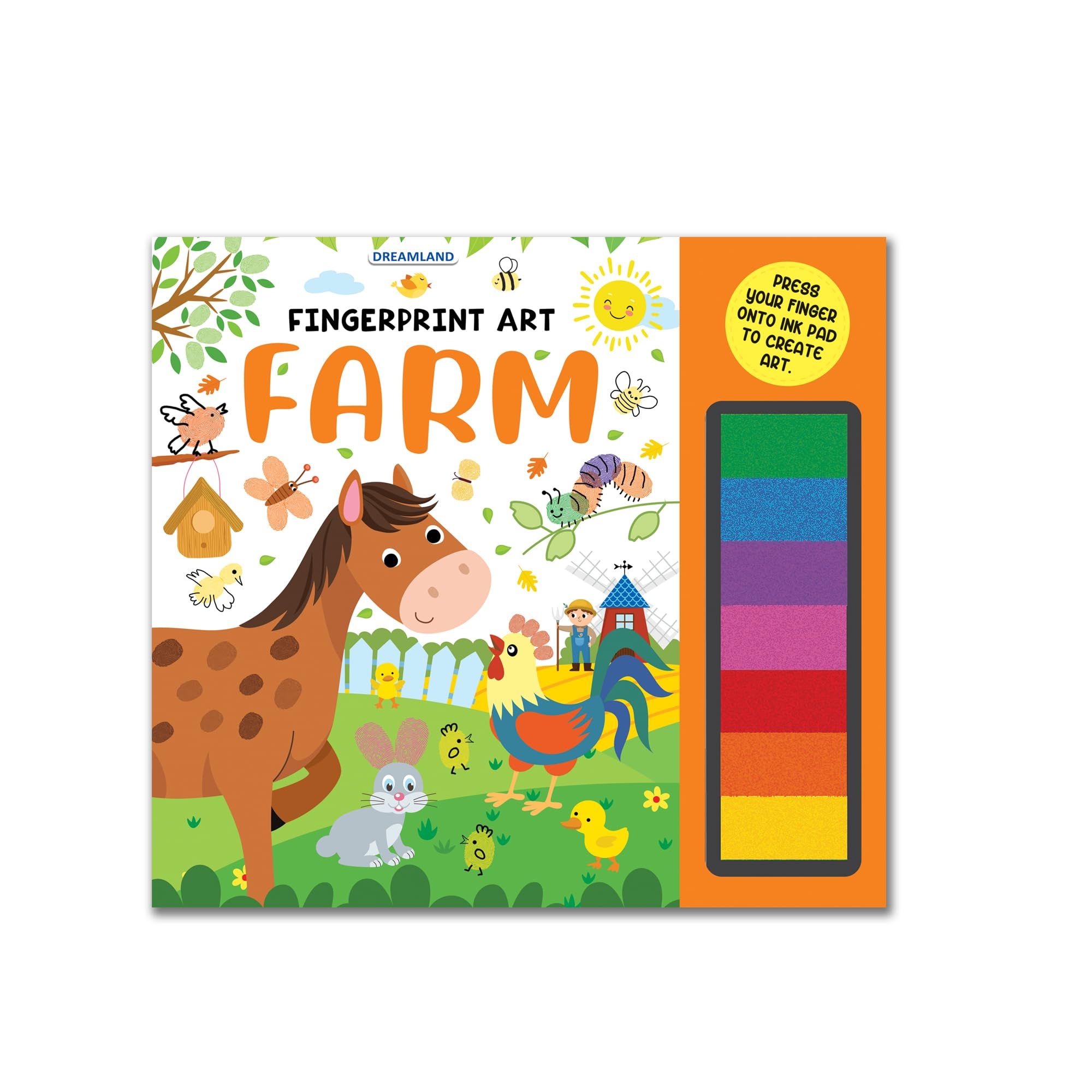 Farm Fingerprint Art Activity Book for Children Age 4 - 9 years with Thumbprint Gadget | Colouring Book for Kids [Paperback] Dreamland Publications