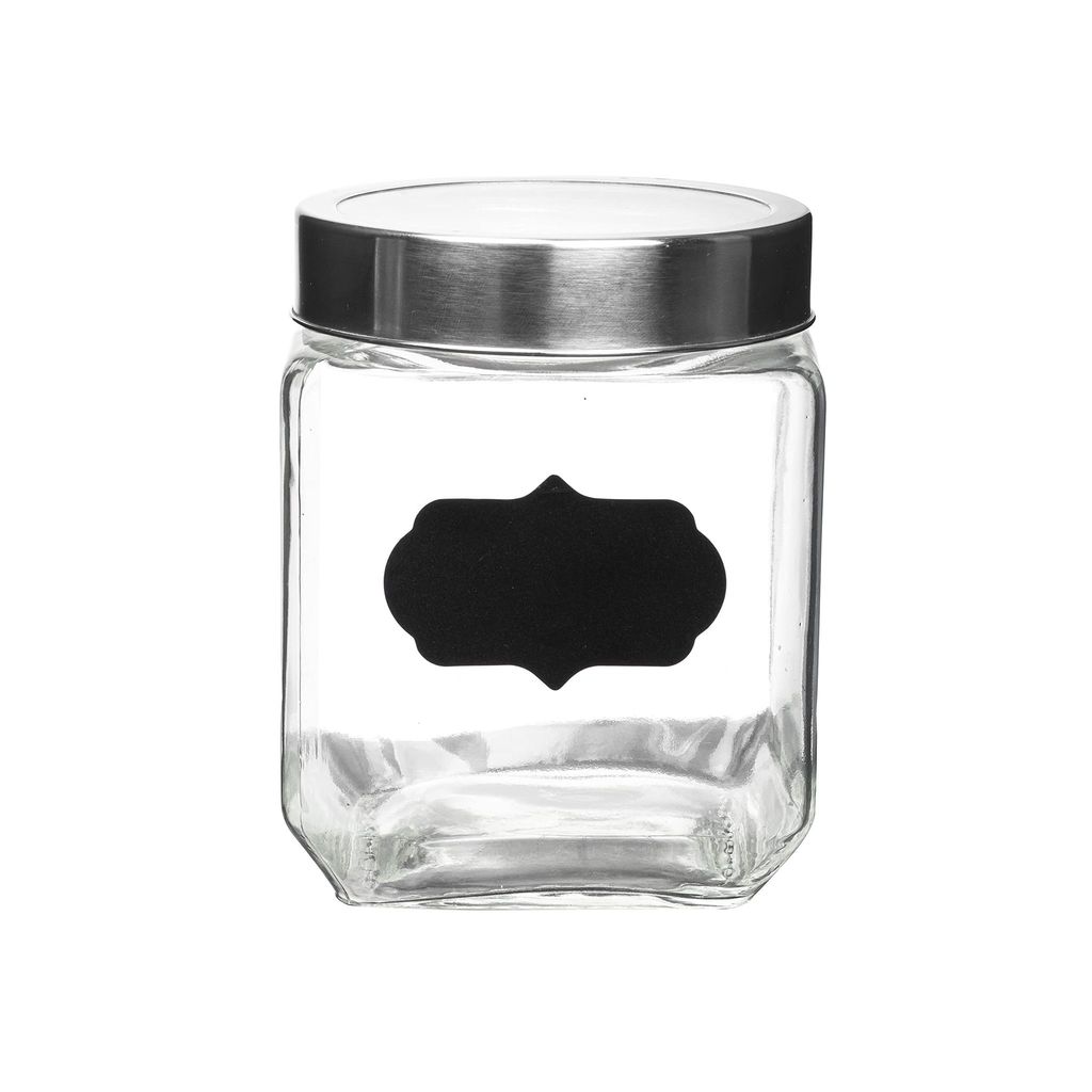 Femora Glass Cuboid Kitchen Storage Jar, 750ML, Set of 6, Free Replacement of Lids