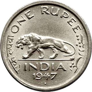 BRITISH INDIA 1947 GEORGE - VI KING EMPEROR ONE 1 RUPEE COIN RARE