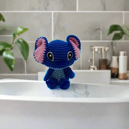 Handmade Crochet Stitch Plush Toy, Blue Amigurumi Soft Toy, 8.5 cm x 7.5 cm, Perfect for Birthday Gifts for Girls Friends Girl Christmas Valentine Friendship Day Rakhi Gift
