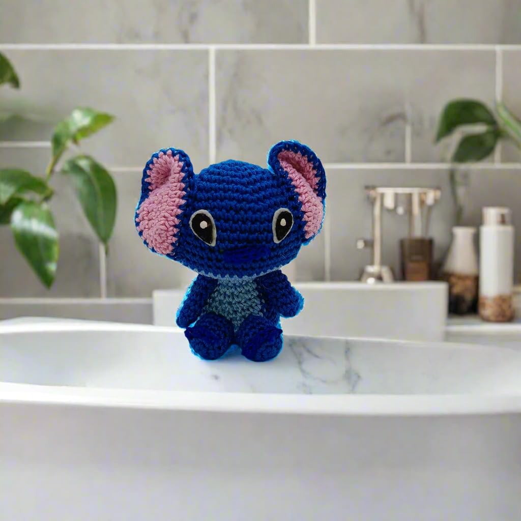 Handmade Crochet Stitch Plush Toy, Blue Amigurumi Soft Toy, 8.5 cm x 7.5 cm, Perfect for Birthday Gifts for Girls Friends Girl Christmas Valentine Friendship Day Rakhi Gift