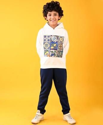 LEMON FUN VIBES FLEECE HOODIE AND WARM NAVY FLEECE JOGGER SET - WHITE/NAVY-0-6 MONTHS / 2N / WHITE/NAVY