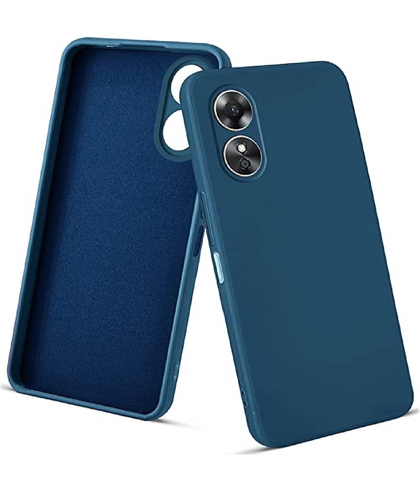 Case Vault Covers - Blue Silicon Plain Cases Compatible For Oppo A17 ( Pack of 1 )