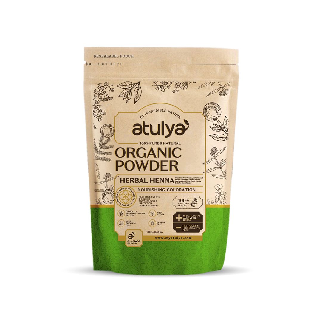 Atulya Herbal Heena Organic Powder | 100% Pure & Natural - 100gm