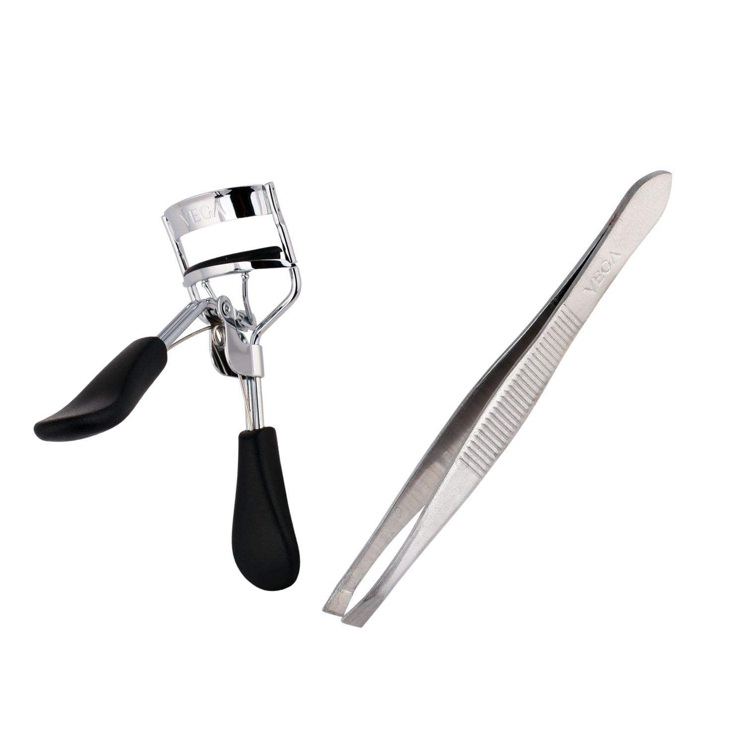 Vega Eyelash Curler/Tweezer Slant Tip, 2 Pieces