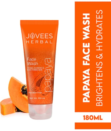 Jovees Herbal Papaya Face Wash Brightens & Hydrates All Skin Types 180ml, (Pack of 1)