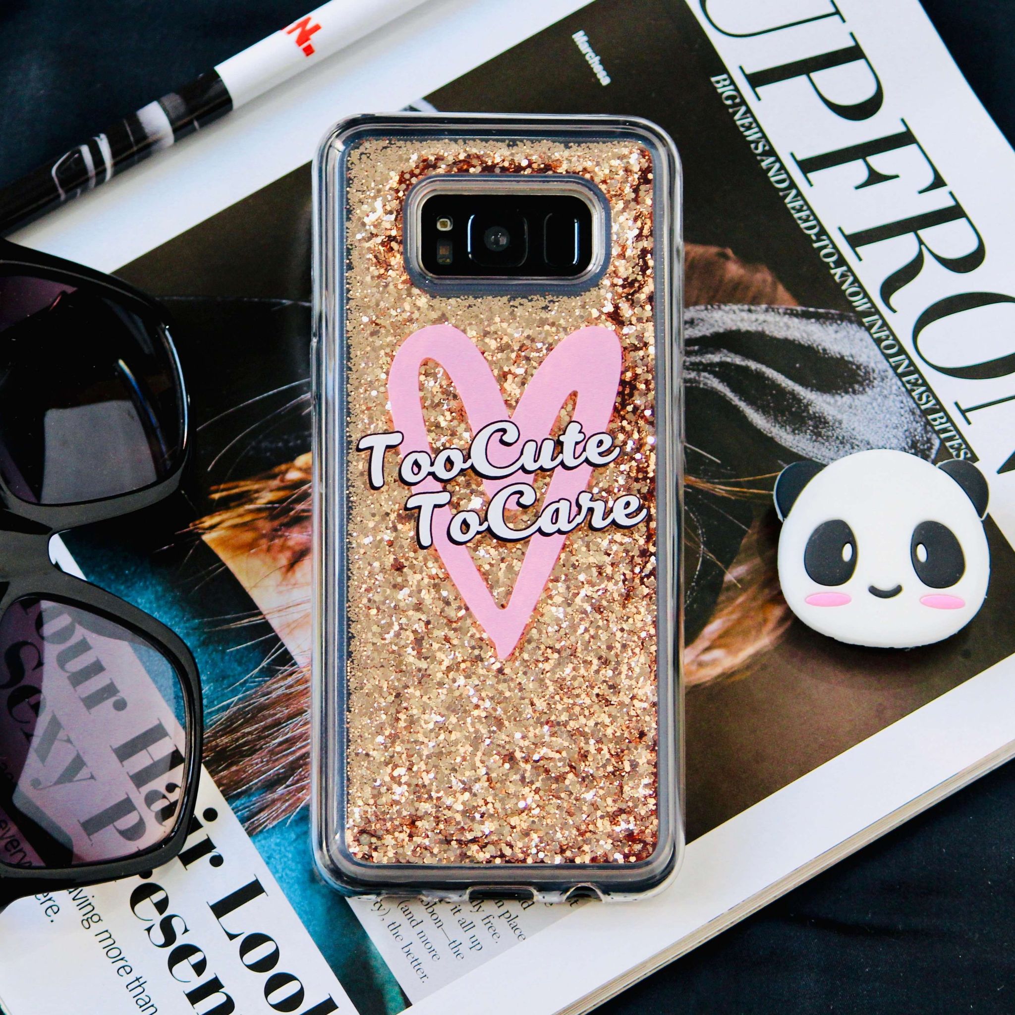 Too Cute To Care Quicksand Dynamic Glitter Cover-Samsung Galaxy S8 Plus