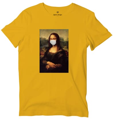 Mona Lisa Social Distancing Art T-shirt-48 - XXXL / Mustard Yellow