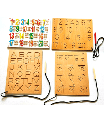 ENGLISH, HINDI ALPHABET WRITING PRACTICE BOARD ALONG WITH NUMBER PUZZLE, TRACING  WRITING PRACTICE BOARD WITH DUMMY PENCIL FOR KIDS PRE PRIMARY EDUCATION