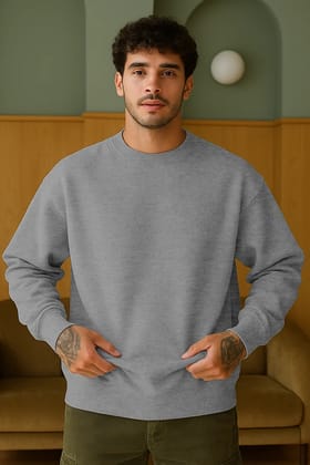 Grey - Fleece Sweatshirt-M